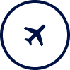 A simple graphic of an airplane inside a circle, depicted in a monochrome navy blue color, represents an icon typically used for flight or travel by Tajhind Edutech Pvt Ltd.